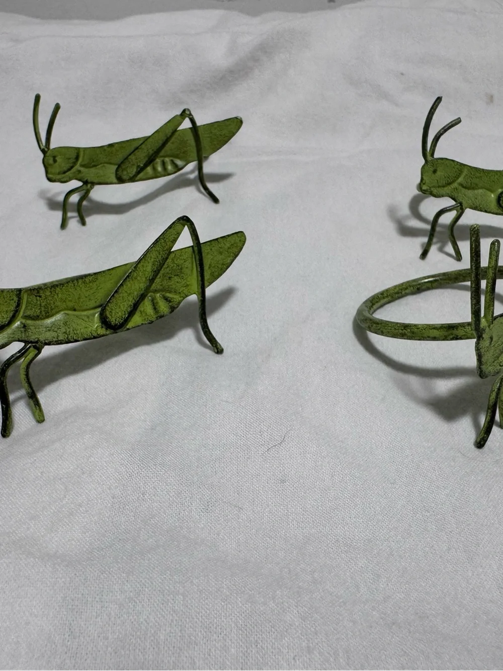 Vintage Napkin Rings Metal Grasshopper Green Set of 4 Pier One Fairycore Decor